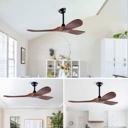 HAUSS SPOLE Ventilator – 52 Inch Plafondventilator Met 3 Houten Bladen En Afstandsbediening – 132,08 Cm – Metaal En Hout – Zwart En Donker Walnoot – Voor Woonkamer Slaapkamer En Overdekt Terras — thumbnail 4