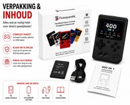 FivesquareNL Retro Handheld Game Console – 400 Spellen – USB Oplaadbaar – 2.4 Inch Kleurenscherm – Draagbare Spelcomputer voor Kinderen & Volwassenen – Zwart — thumbnail 2