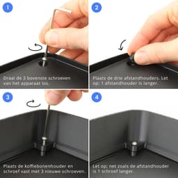 Koffiebonenhouder voor Philips EP 1200 2200 5400, Extra capaciteit, 1.5L | Accessoire voor Philips koffieapparaat, Vaste montage bonen verhoger — thumbnail 4