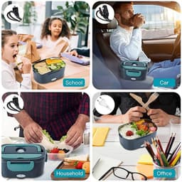 Reky Magnetron - Elektrische lunchbox - Voedselverwarmer - Magnetronoven - Oven - RVS - 60W - 1.5 L - Blauw - 24 × 17 × 11,5 cm — thumbnail 5