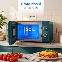 MEDION Retro magnetron met grill - 20 L - petrolblauw | 800 watt, 5 vermogensstanden, 3 combiprogramma’s, timer, ontdooifunctie, MD100119 — thumbnail 2
