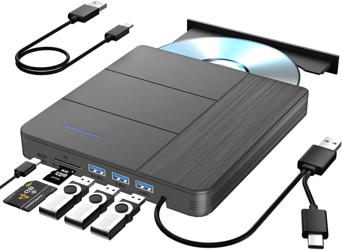 Externe Blu-ray Drive - Optische drive - Bestanden Overzetten - 7-in-1 Functies - 100-150G - Zwart — afbeelding 1