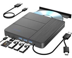 Externe Blu-ray Drive - Optische drive - Bestanden Overzetten - 7-in-1 Functies - 100-150G - Zwart