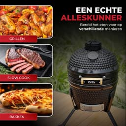 GrillX Kamado BBQ - 13 Inch - Incl. Hoes - Barbecue Egg - Houtskool Barbecue - Zwart - Ø 27cm — thumbnail 2