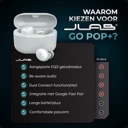 JLab Go Pop Draadloze Oordopjes - Bluetooth Oortjes Draadloos - 35 uur Batterijduur - Be Aware Audio - Met Microfoon - Geschikt voor Android en Apple - Wit — thumbnail 4
