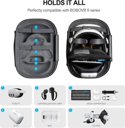 BOBOVR C3 Draagtas voor BOBOVR S3 Pro & Meta Quest 3 / Quest 3S – Schokbestendige harde EVA-opbergtas met schouderband – Geschikt voor headset, controllers en B100-batterijen — thumbnail 2