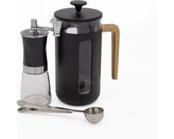 3-delige Cafetière Geschenkset met zwarte Pisa 8-kops Cafetière, Handmatige Koffiemolen en Koffiemaatschep