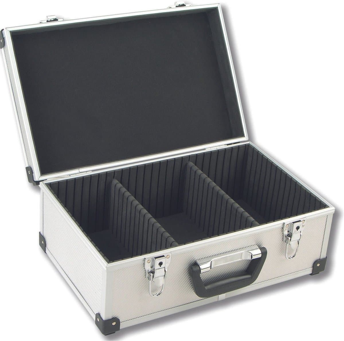 Perel Cd-koffer, 60 cd's, sleutelslot, 2 sleutels, aluminium, 424 x 265 x 173 mm — afbeelding 1