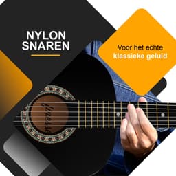 Finesse Akoestische Gitaar - met Videocursus - Nylon Snaren - Klassieke Gitaar - Spaanse Gitaar - Kind - Volwassenen - Zwart — thumbnail 2