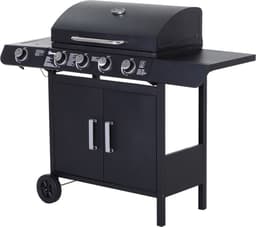 Gasbarbecue - Gas BBQ - BBQ - Barbecue - Barbeque - Grill - 5 branders - Zwart — thumbnail 1