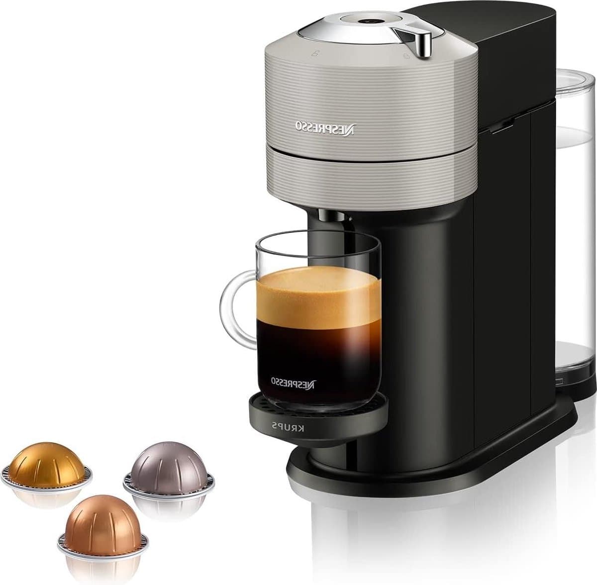 Krups Vertuo Next XN9105 koffiecupmachine - Vers gezette koffie - Eén machine voor 5 dranken - Espresso Gran Lungo - 30 seconden opwarmtijd - Lichtgrijs — afbeelding 1