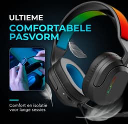JLab Nightfall Bedrade Gaming Headset met Microfoon - Over-ear Bluetooth Game Headset - Geschikt voor PC/laptop/PS5/PS4/Switch/Xbox - Koptelefoon met Microfoon - Verwisselbare Hoofdband - Zwart — thumbnail 2
