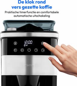 MEDION koffiezetapparaat met molen en thermoskan (1 liter, max. 8 kopjes, 8 maalinstellingen, max. 1000 watt, timer, LED-display, druppelstop, permanent filter, MD19911) — thumbnail 2