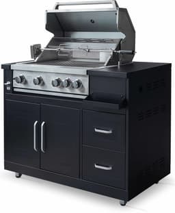 Oviala - Gasbarbecue met 4 branders en draaispit voor buitenkeuken - Memphis — thumbnail 1