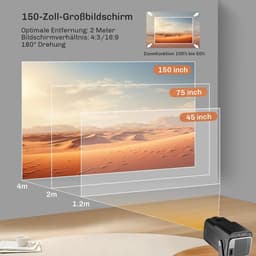 1080p Full HD Mini-Beamer met Android TV, Wifi en Bluetooth - Draagbare Korte Afstand Projector voor Thuisbioscoop met 270 Graden Draaifunctie - Zoom Optie voor Mobiele Telefoon — thumbnail 3