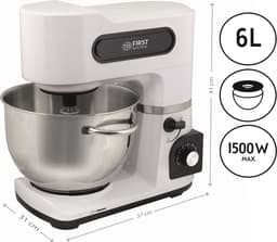 TZS First Austria Keukenmachine - Keukenrobot - Mixer - 6 Liter - Keukenmixer - 1500W - Wit — thumbnail 5