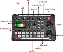 BolGalaxy - DJ Draaitafel - DJ Mix Set - Dj Mixer Effecten En Stemwisselaar - DJ Controller - Live Geluidskaart En Audio-Interface - Bluetooth Stereo Audio Mixer - Zwart — thumbnail 2