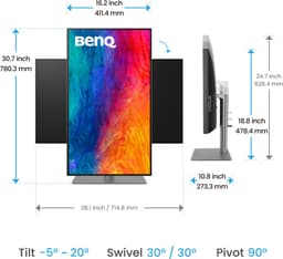 BenQ Creative Pro PD3225U 32” 4K Thunderbolt Monitor voor Mac & Designers 3840x2160 UHD, 2000:1 IPS, Thunderbolt 3, Display P3, DCI-P3, sRGB, Rec.709, HDR, AQCOLOR technologie, fabriekskalibratie, Hotkey Puck G2, ICC sync, KVM — thumbnail 3