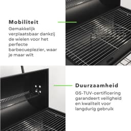 Grote Verrijdbare Cilinder BBQ op Wielen met Verstelbare Ventilatieroosters - Houtskool Barbecue - Houtskoolbarbecue - Cilinder — thumbnail 3