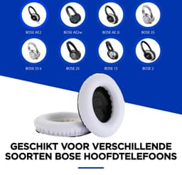 Set Oorkussens geschikt  voor Bose QuietComfort 35 ii / 35 / 25 / 15 / 2 / Soundtrue - Soundlink Around-Ear AE2 / AE2W / AE2I - Oorkussens voor koptelefoon - Ear pads headphones wit — thumbnail 3
