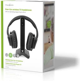 Nedis Draadloze TV-Koptelefoon – Over-Ear – RF – 25 m – 8 uur Batterij – Laadstation – Zwart — thumbnail 5