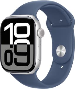 Apple Watch Series 10 - Wifi - 46mm - Zilverkleurig Aluminium Case met Denim Sportbandje - S/M — thumbnail 1