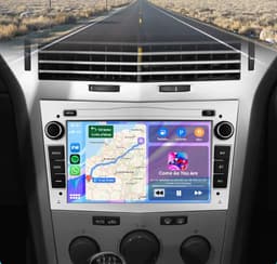 Autoradio 1/32GB met Carplay en Android auto | Geschikt voor Opel Astra H, Corsa D, Vectra C, Combo, Antara, Zafira, Meriva, Vivaro, Tigra 2001-2013 | Radio scherm met Navigatie | 2001 2002 2003 2004 2005 2006 2007 2008 2009 2010 2011 2012 | Zilver — thumbnail 2