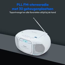MEDION E66476 Stereo Geluidssysteem (boombox, CD-speler, MP3, cassette, draagbare cassettespeler voor kinderen, FM-radio, AUX, hoofdtelefoon, netvoeding & batterij) blauw — thumbnail 2