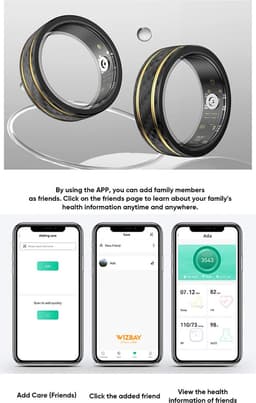 WizBay Premium Select® Aluminium Bi-Color Carbon Fiber Goud Smart Ring – Dames Heren – Oplaad Case - Hypoallergeen - Hartslag & Slaap Monitor - IP68 Waterdicht - O2 Meting - Gesture Functie - Multiple Sport Modi - Bi-Color Goud Zwart #12 — thumbnail 5