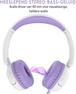 StayPowered Koptelefoon - Veilig & Comfortabel voor Kinderen - 85dB Geluidslimiet - Zacht Memory-Schuim - Ergonomisch Ontwerp - Opvouwbaar & Duurzaam - Verstrengelvrij Kabel - Universele Compatibiliteit - Wit/Paars - Levering Sneller dan Aangegeven! — thumbnail 2