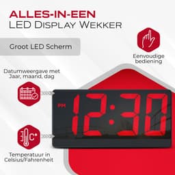 Caliber HCG006 - Wekker met groot display - Zwart — thumbnail 3