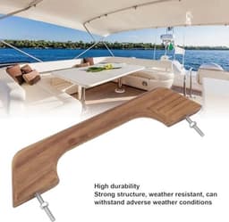 Teakhouten handvat voor boot, 12 inch weerbestendige leuning met 2 bouten, accessoires voor recreatievoertuigen, gemaakt van teakhout, uniek nerfpatroon, duurzaam, eenvoudige installatie, zacht en — thumbnail 3