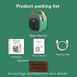 KZQ Draagbare 2 In 1 Luchtkoeler Sage Green - Mini Draagbare Luchtkoeler Bureauventilator Met 3 Snelheden Usb Voor Kantoor Of Slaapkamer - Incl Siliconen Ijsblokjesvorm In Stervorm — thumbnail 4