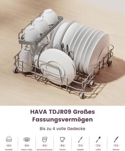 Compacte Tafelmodel Vaatwasser met 8 Programma's en Waterontharder — thumbnail 3