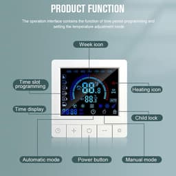 Programmeerbare Thermostaat - Slimme Regelaar - Temperatuur Beheersen - Intelligent LCD - 90V-240V 16A - Zwart — thumbnail 5