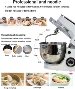 Keukenmachine - Mixer Standmixer - Bakken en Koken - 8 Snelheden - 5 Liter - Zilver — thumbnail 4