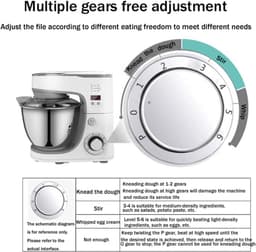 Keukenmachine - Mixer Standmixer - Bakken en Koken - 8 Snelheden - 5 Liter - Zilver — thumbnail 2