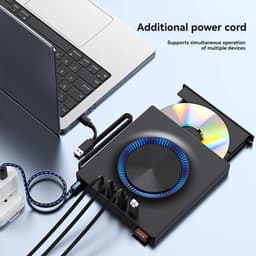 Externe CD DVD Station - Draagbare Brander Lezer - Bestanden Backuppen - Ingebouwde USB Hub - Dun Ontwerp - Zwart — thumbnail 5