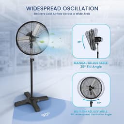 Staande Ventilator Buiten - Terras Ventilator Industriële Fan - Ruimte Koelen - Waterdichte DC Motor - 50 CM - Zwart — thumbnail 3