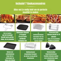 RUX® Heteluchtoven - Oven - Airfryer Oven - 11 Liter - Goud - 33cm x 39cm x 38cm — thumbnail 5