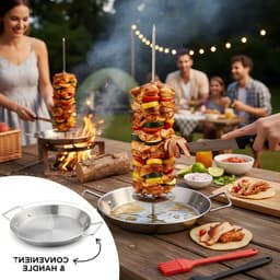 Roestvrijstalen kebab standaard voor thuisgebruik, verticale spitsen, grillen van vlees, vis en groenten, perfect voor döner en worstjes — thumbnail 2