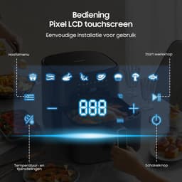 AIMASON 625A Airfryer - 6.5L Heteluchtfriteuse met LED-display - Snelverwarming van 1700W - Metalen Binnenmand - 8 programma's - 80-200℃ - Zwart — thumbnail 3