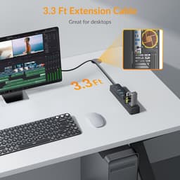 USB 3.0 Hub - USB Hub Extender - Computer Uitbreiding - Zeven Poorten - 1 Meter Kabel - Zwart — thumbnail 4