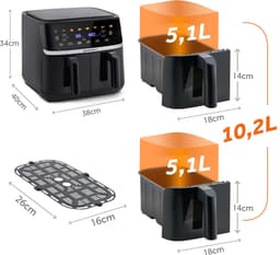 Berdsen BD-657 Serie - Heteluchtfriteuse - 10,2L - 1700W - Zwart — thumbnail 5