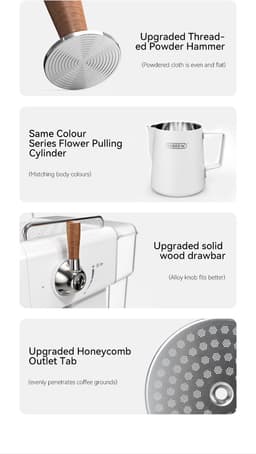 HiBREW H10 Plus Espressomachine – 20 Bar – Semi-automatische - Dubbele Temperatuurregeling (PID+NTC) – Flow & Temperatuur Instelbaar – Cold Brew (25°C) – Stoompijp – 1,8L Watertank – 1230W - Wit — thumbnail 5