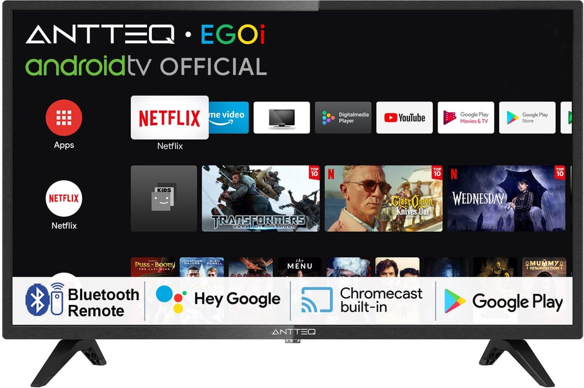 ANTTEQ AG32H3 – 32 inch (80 cm) – Android Smart TV – Google Assistant & Chromecast — afbeelding 1