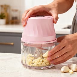 Mini Keukenmachine - Elektrische Hakker - Snel Ingrediënten Snijden - Eénknopsbediening - 350ml Capaciteit - Roze — thumbnail 4