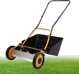 Handmatige grasmaaier - Duwmaaier gras - Gazon onderhoud - Met grasopvangbak - 40 cm maaibreedte - Oranje zwart — thumbnail 1
