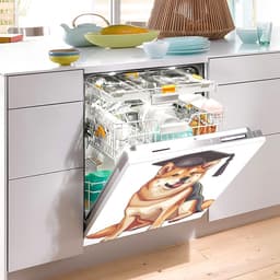 Magnetische Vaatwasserhoes - Keuken Decor - Keuken Opfrissen - Universele Compatibiliteit - 53 x 66 cm - Hond met hoed — thumbnail 5