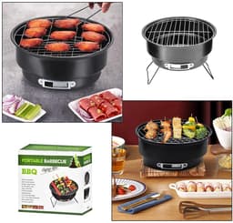 Dailygoods- Barbecue Draagbare Houtskool Grill - Roestvrij Staal - Opvouwbaar - Buiten Grill - Camping Grill - Handgreep voor Gemak — thumbnail 4